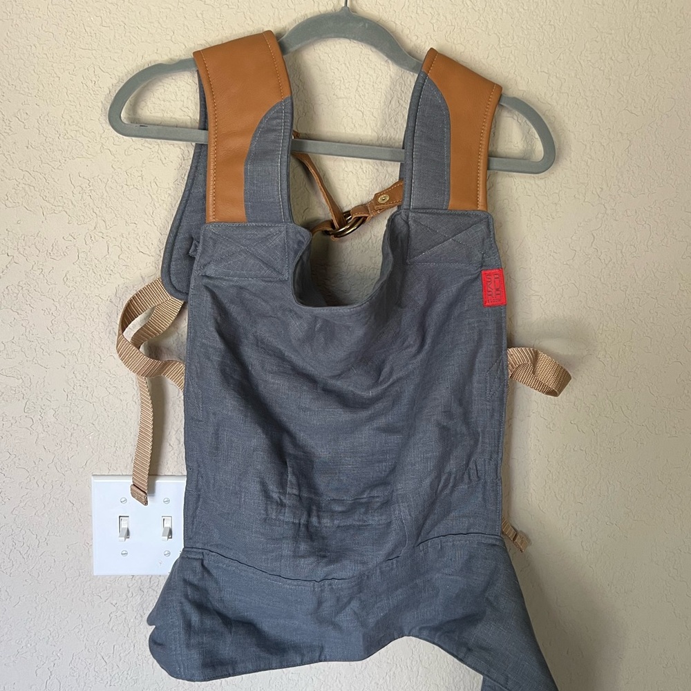NEW Sakura Bloom Scout Baby & Toddler Carrier Blue Linen & Camel Leather
